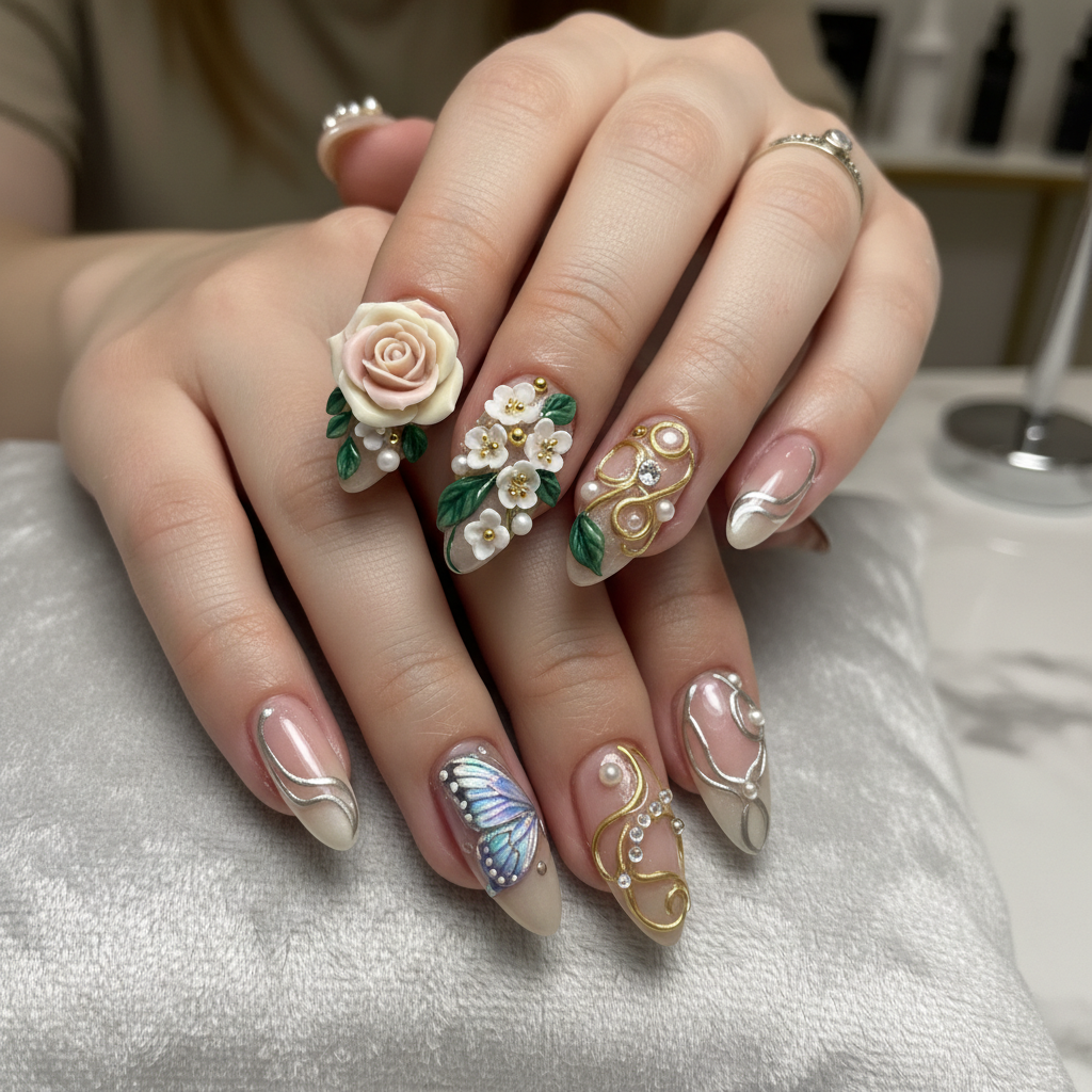 Beautiful Photo-real Salon 3D Nails 3D nail art