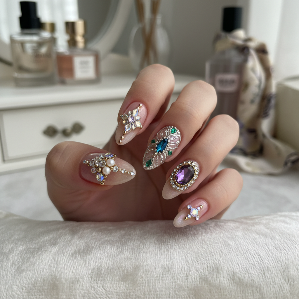 Stunning Photo-real Salon Embellished Nails
