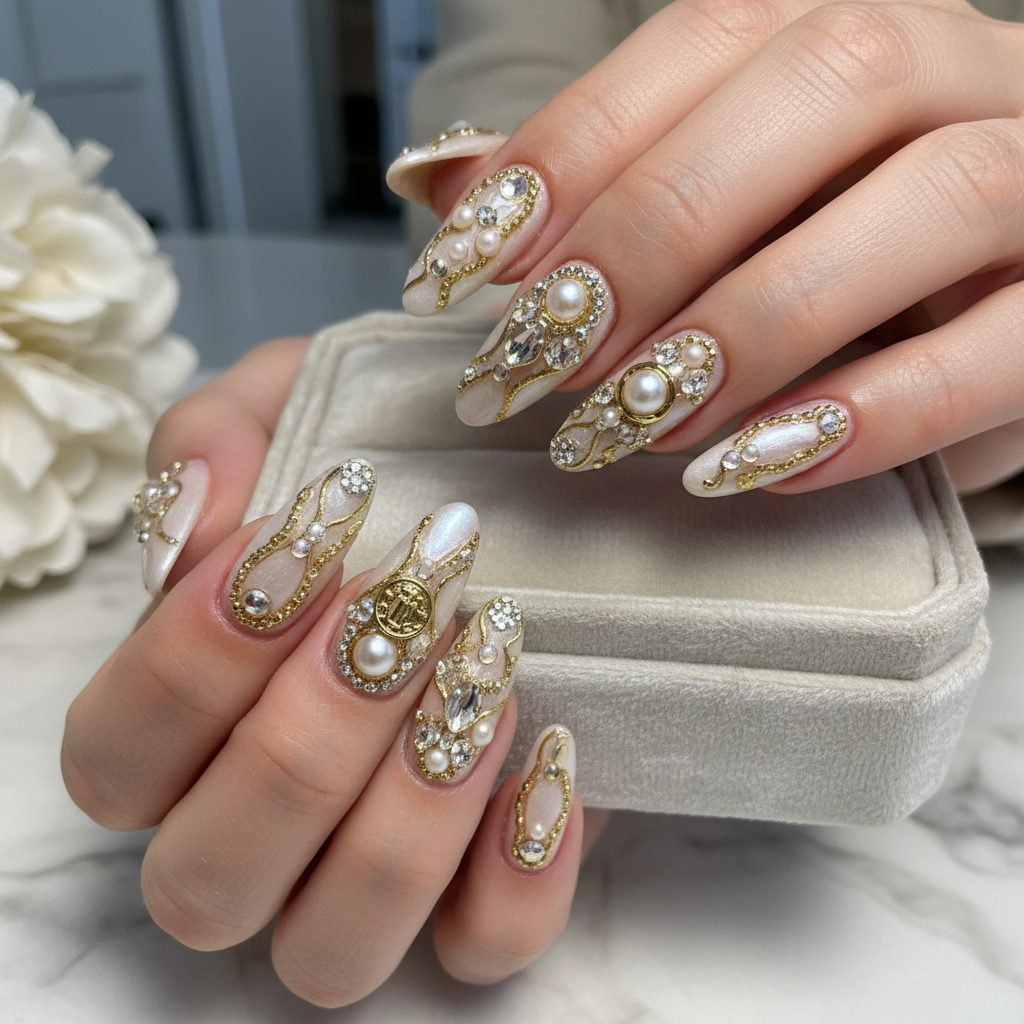 Photo-real Salon Embellished Nails Embellished nail art
