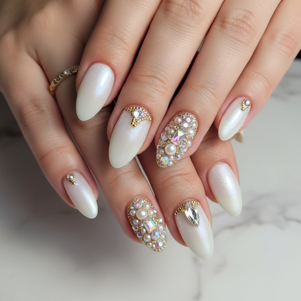 Stunning Photo-real Salon Embellished Nails Embellished nail art