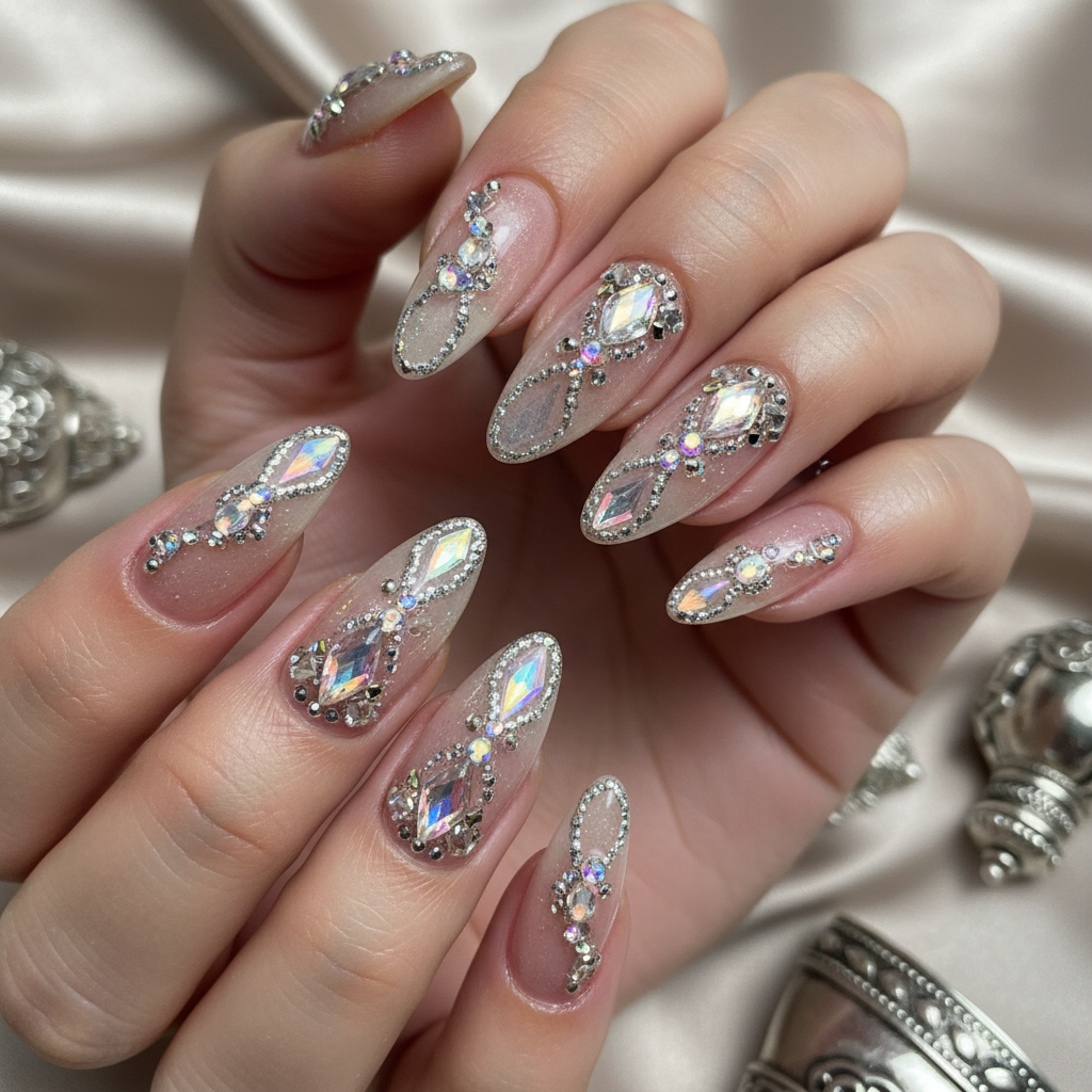 Photo-real Salon Rhinestone Nails