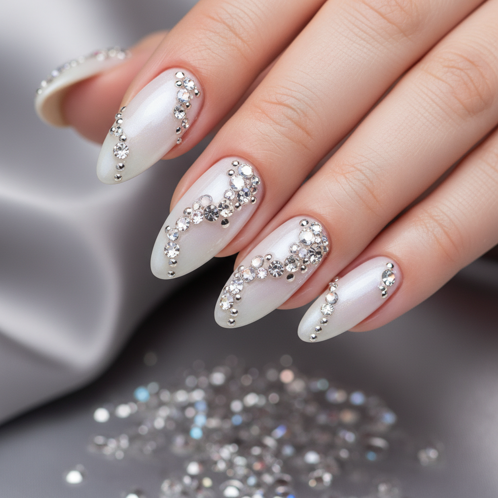 Photo-real Salon Rhinestone Nails Rhinestone nail art