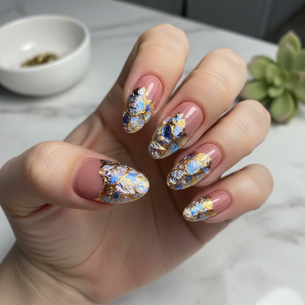 Gorgeous Photo-real Salon Foil Nails Foil nail art