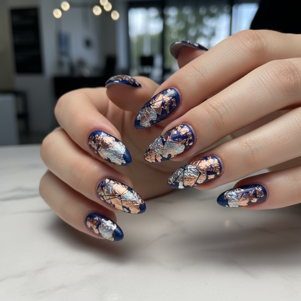 Beautiful Photo-real Salon Foil Nails Foil nail art