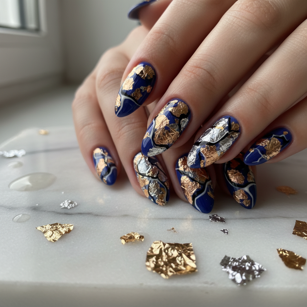 Gorgeous Photo-real Salon Foil Nails Foil nail art