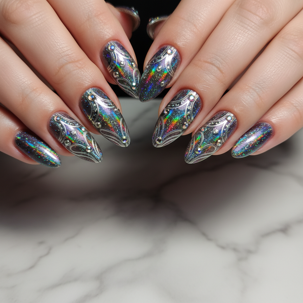 Photo-real Salon Holographic Nails