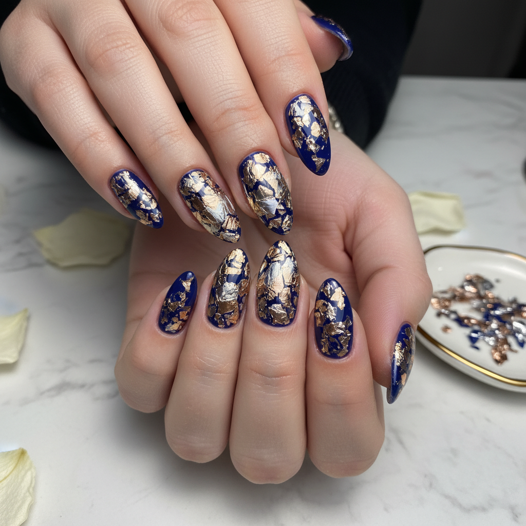 Gorgeous Photo-real Salon Foil Nails Foil nail art
