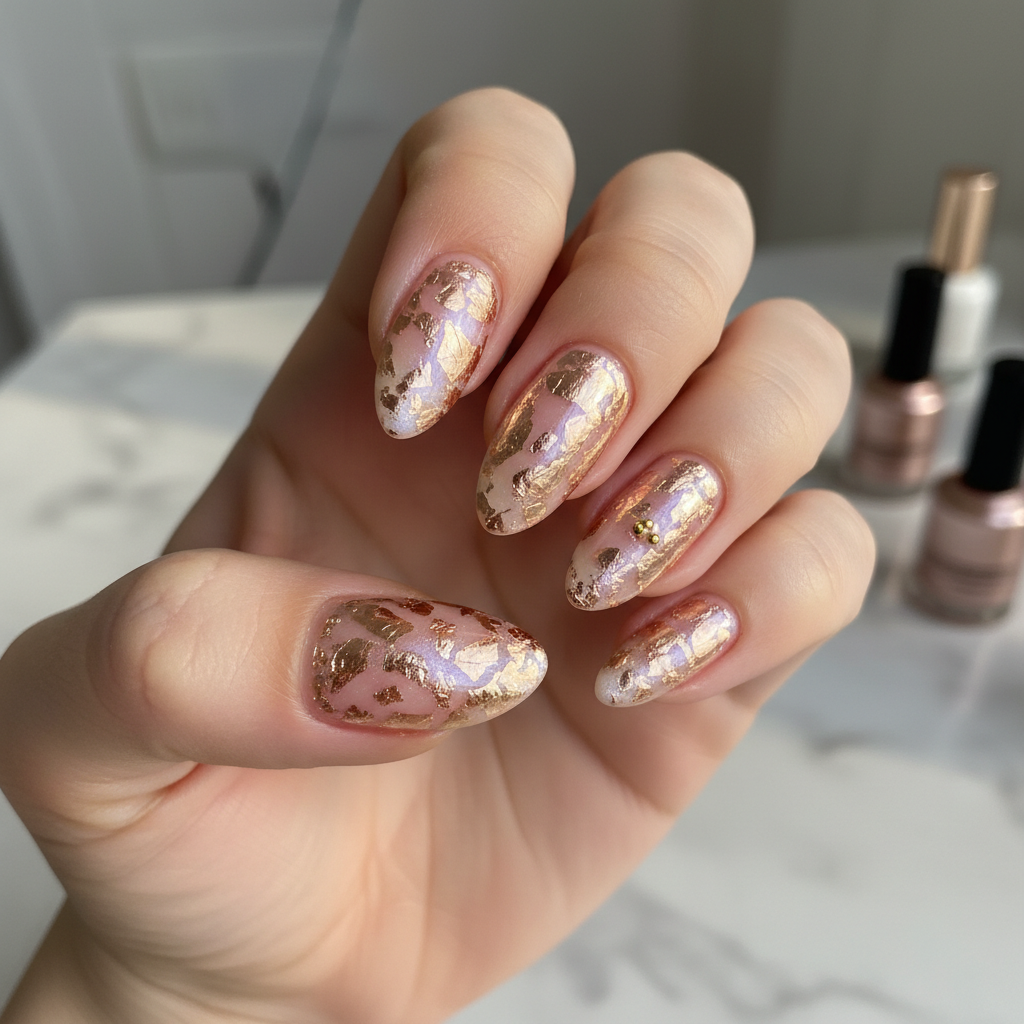 Beautiful Photo-real Salon Foil Nails Foil nail art