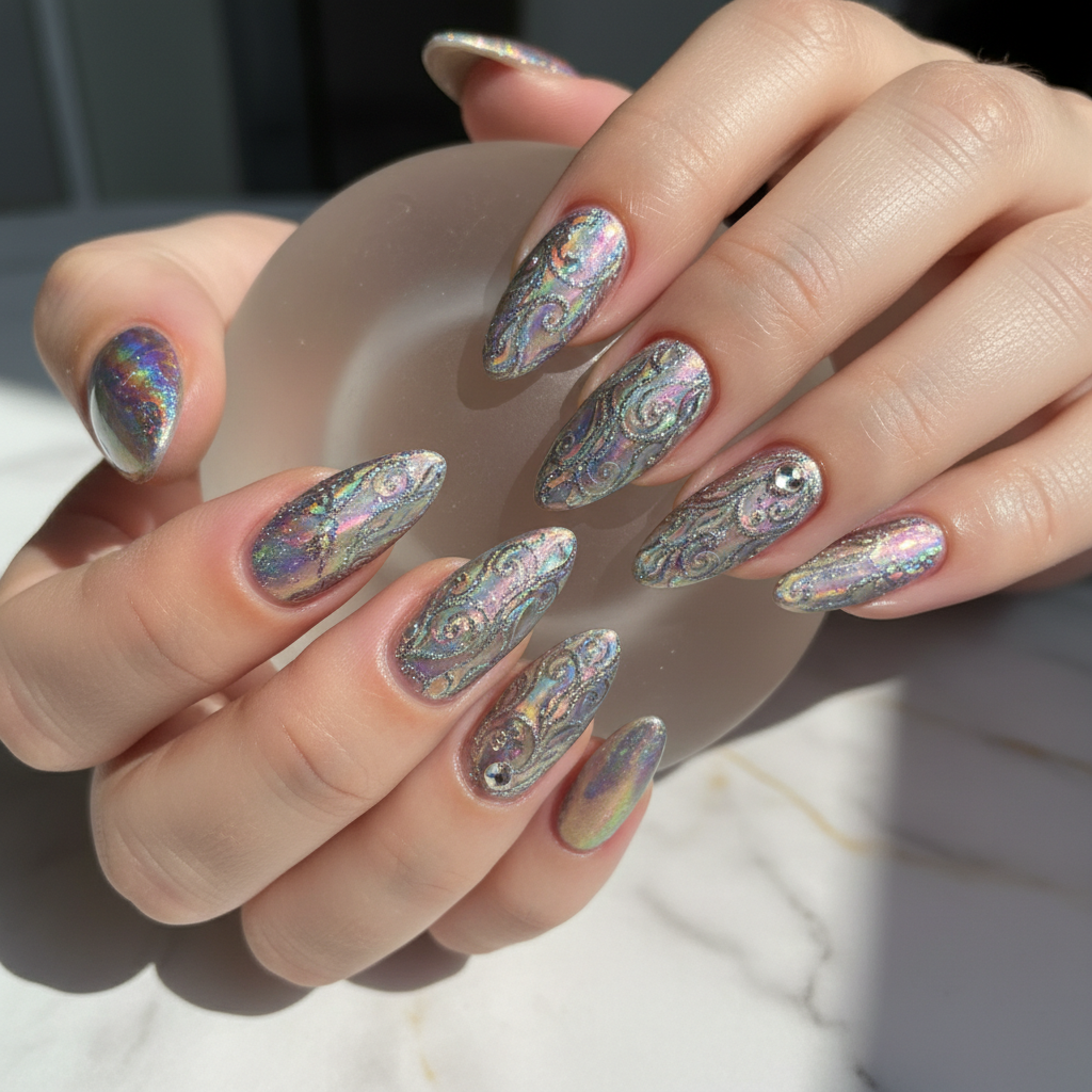Photo-real Salon Holographic Nails