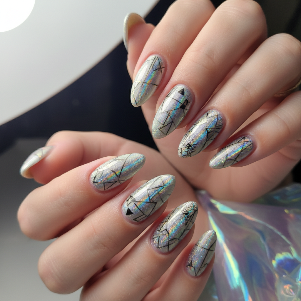 Sophisticated Photo-real Salon Holographic Nails
