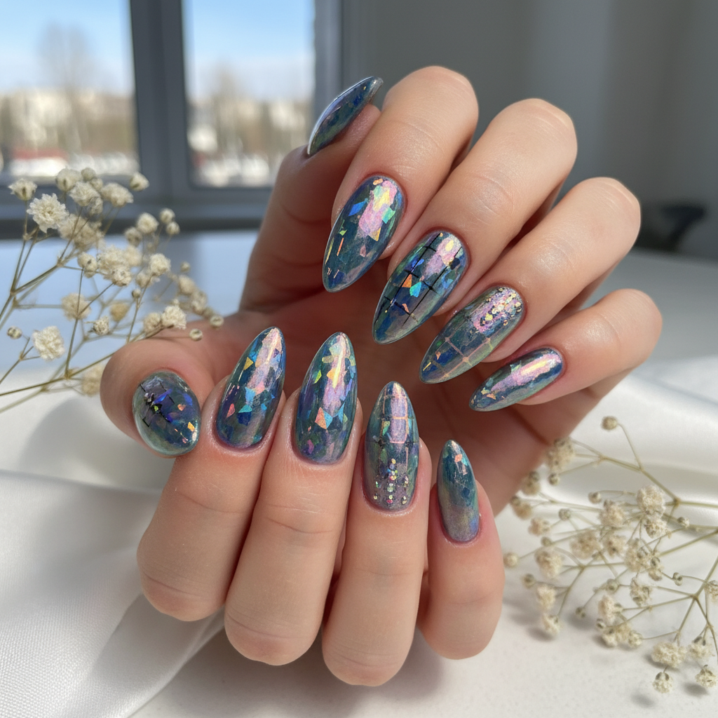 Beautiful Photo-real Salon Holographic Nails
