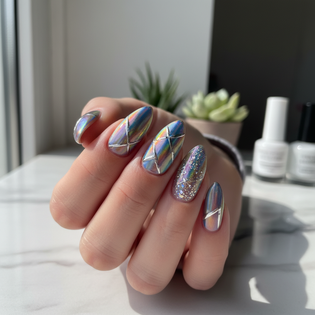 Gorgeous Photo-real Salon Holographic Nails