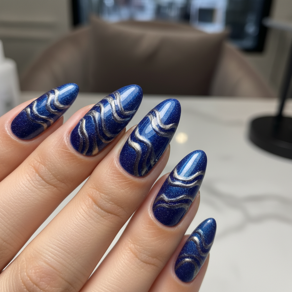 Sophisticated Photo-real Salon Magnetic Nails Magnetic nail art