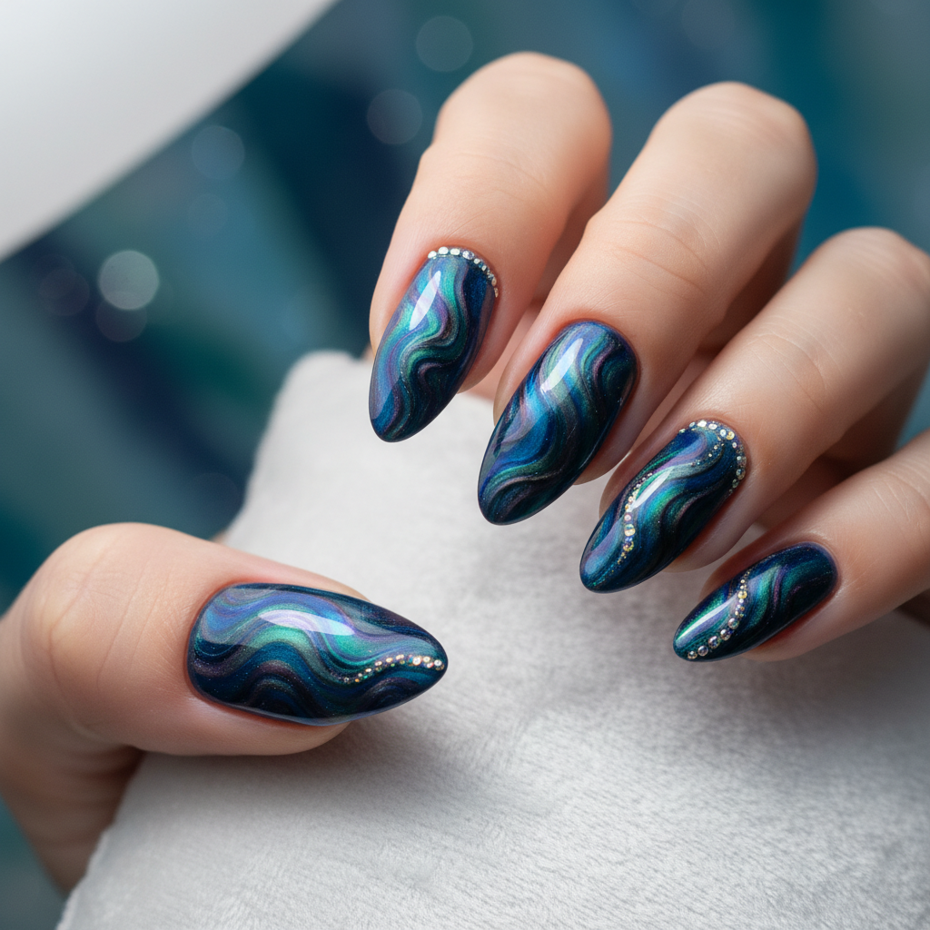 Gorgeous Photo-real Salon Magnetic Nails Magnetic nail art