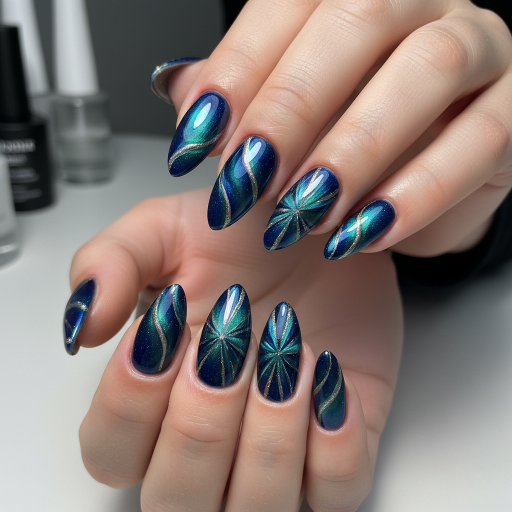 Gorgeous Photo-real Salon Magnetic Nails Magnetic nail art
