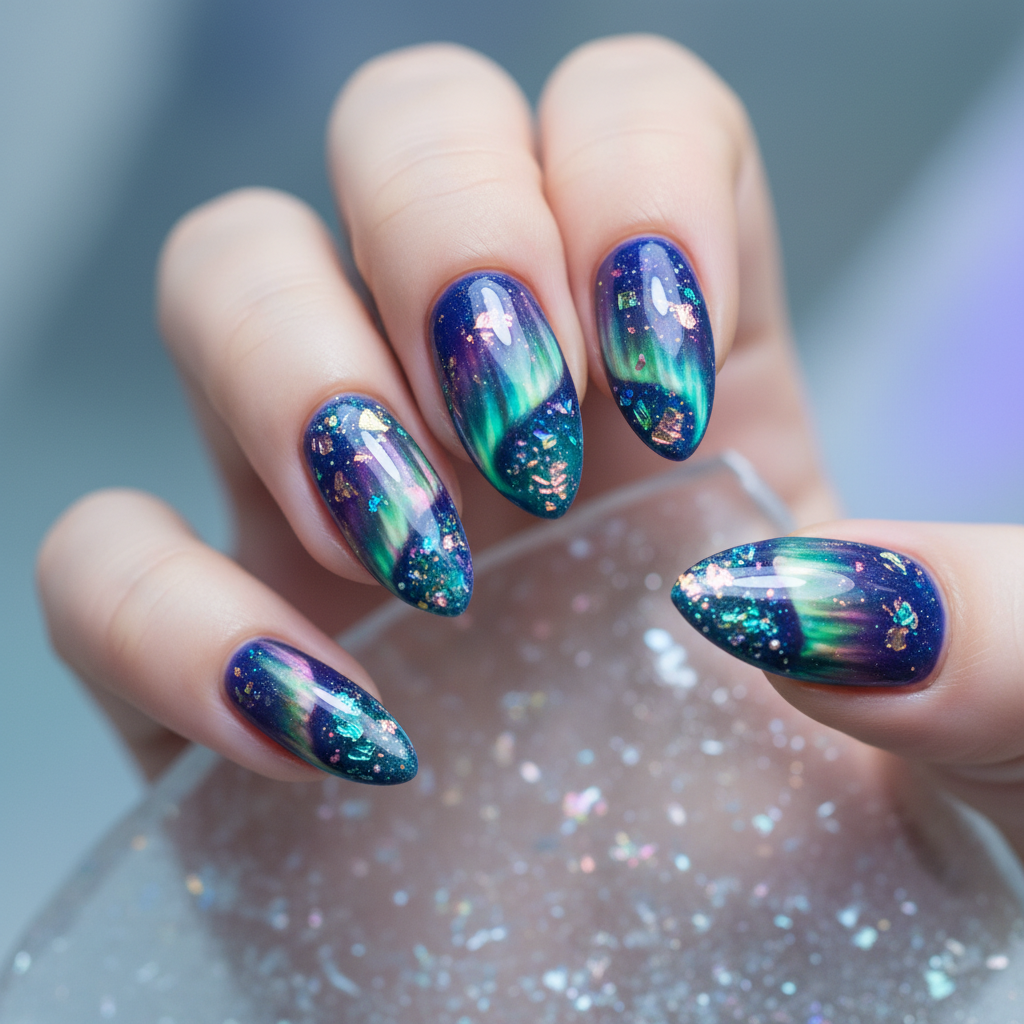 Gorgeous Photo-real Salon Aurora Nails Aurora nail art