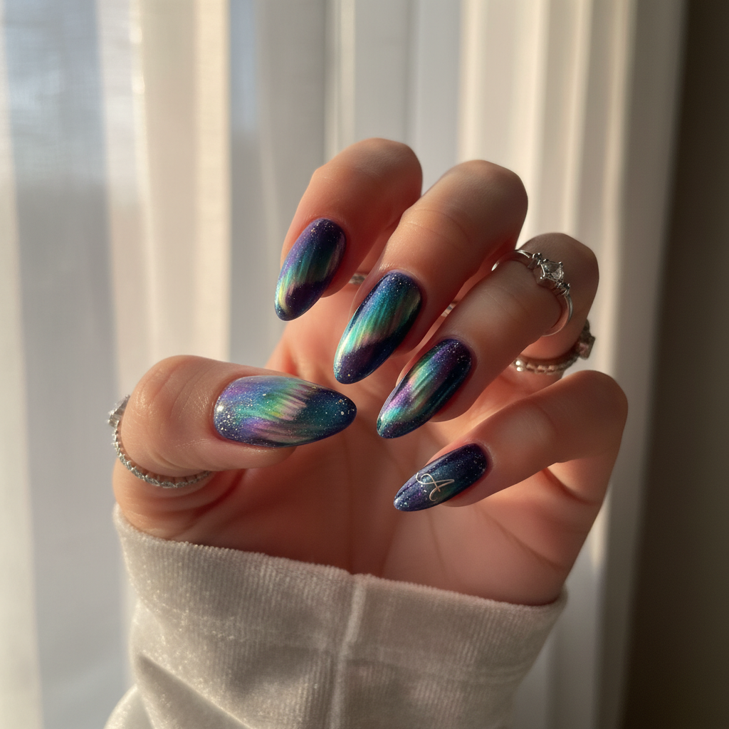 Gorgeous Photo-real Salon Aurora Nails Aurora nail art