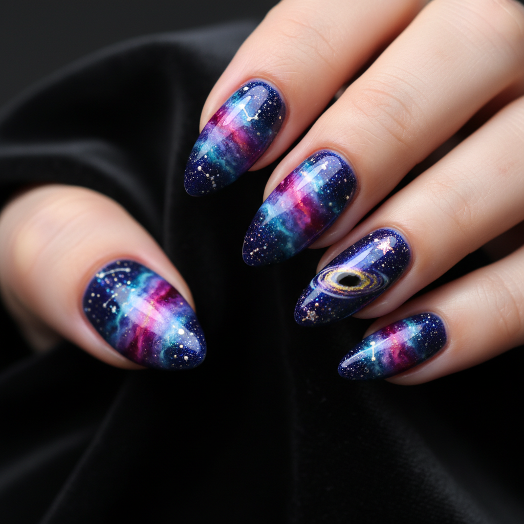 Sophisticated Photo-real Salon Galaxy Nails