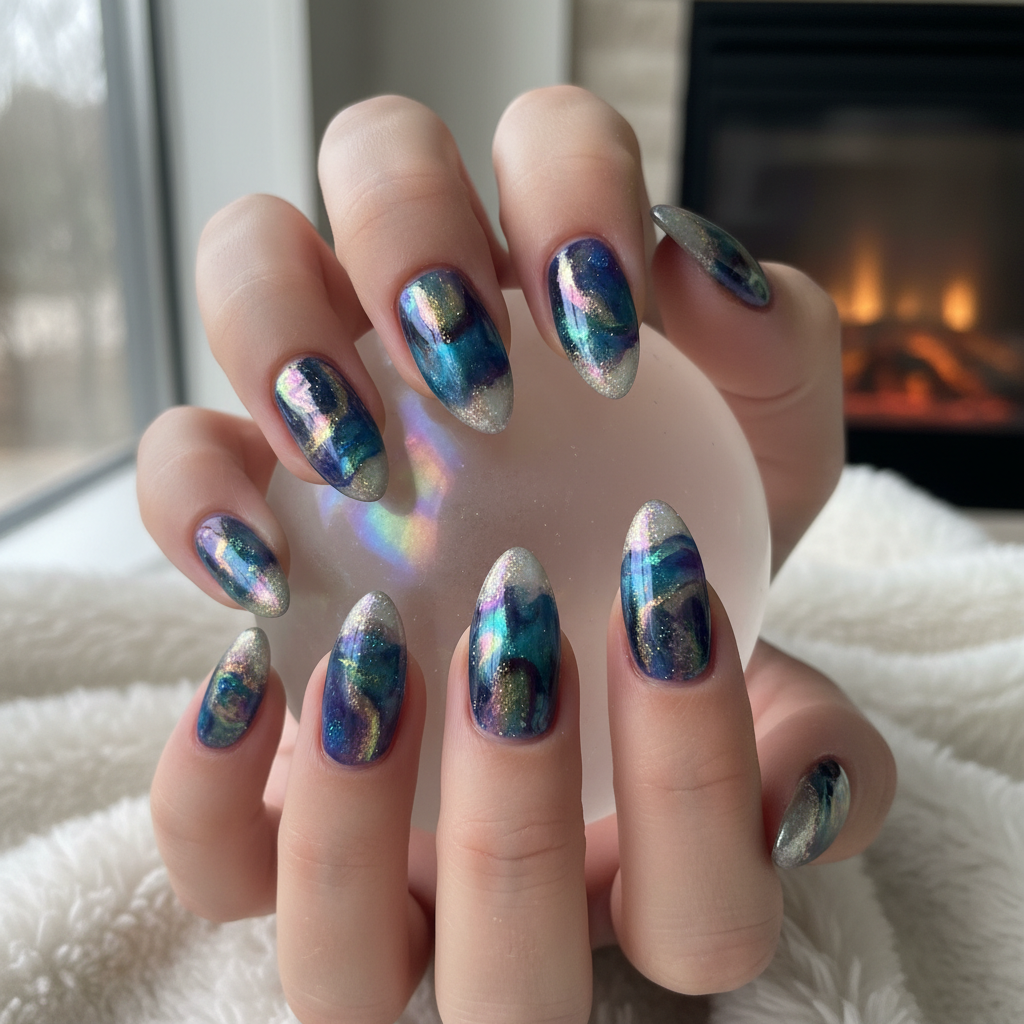 Sophisticated Photo-real Salon Aurora Nails Aurora nail art