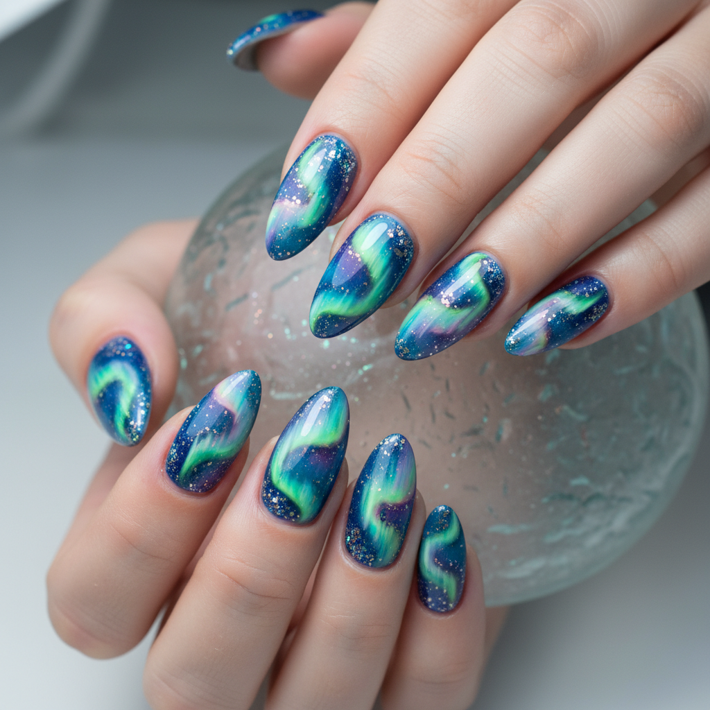 Beautiful Photo-real Salon Aurora Nails Aurora nail art