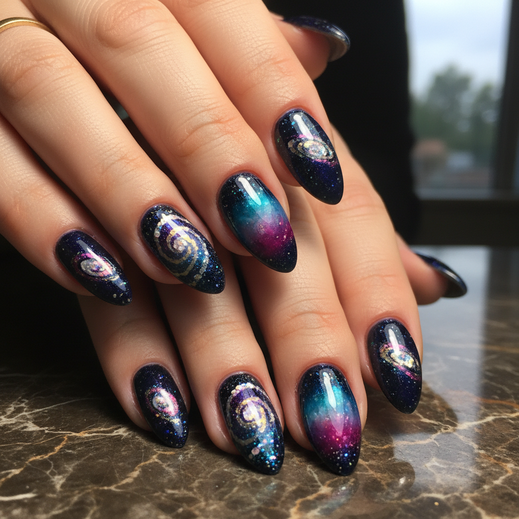 Sophisticated Photo-real Salon Galaxy Nails