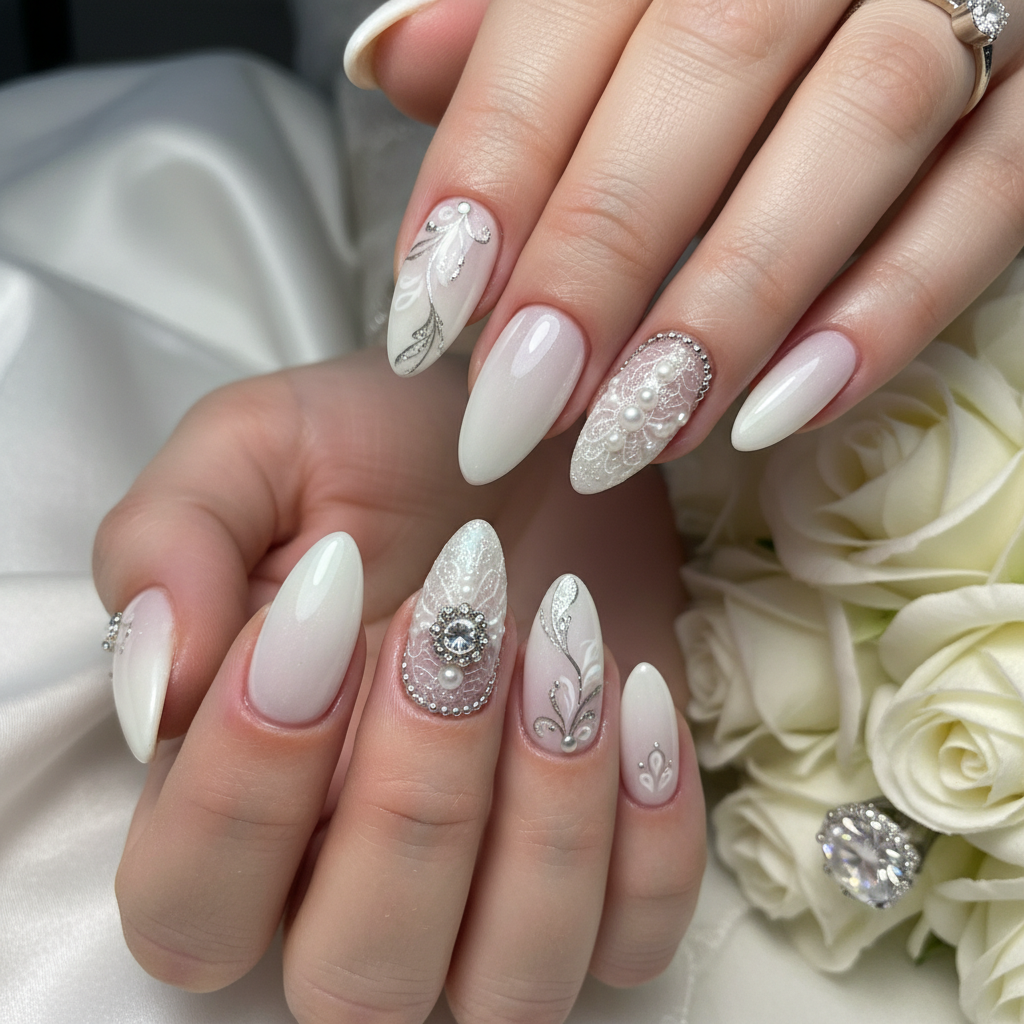 Sophisticated Photo-real Salon Bridal Nails