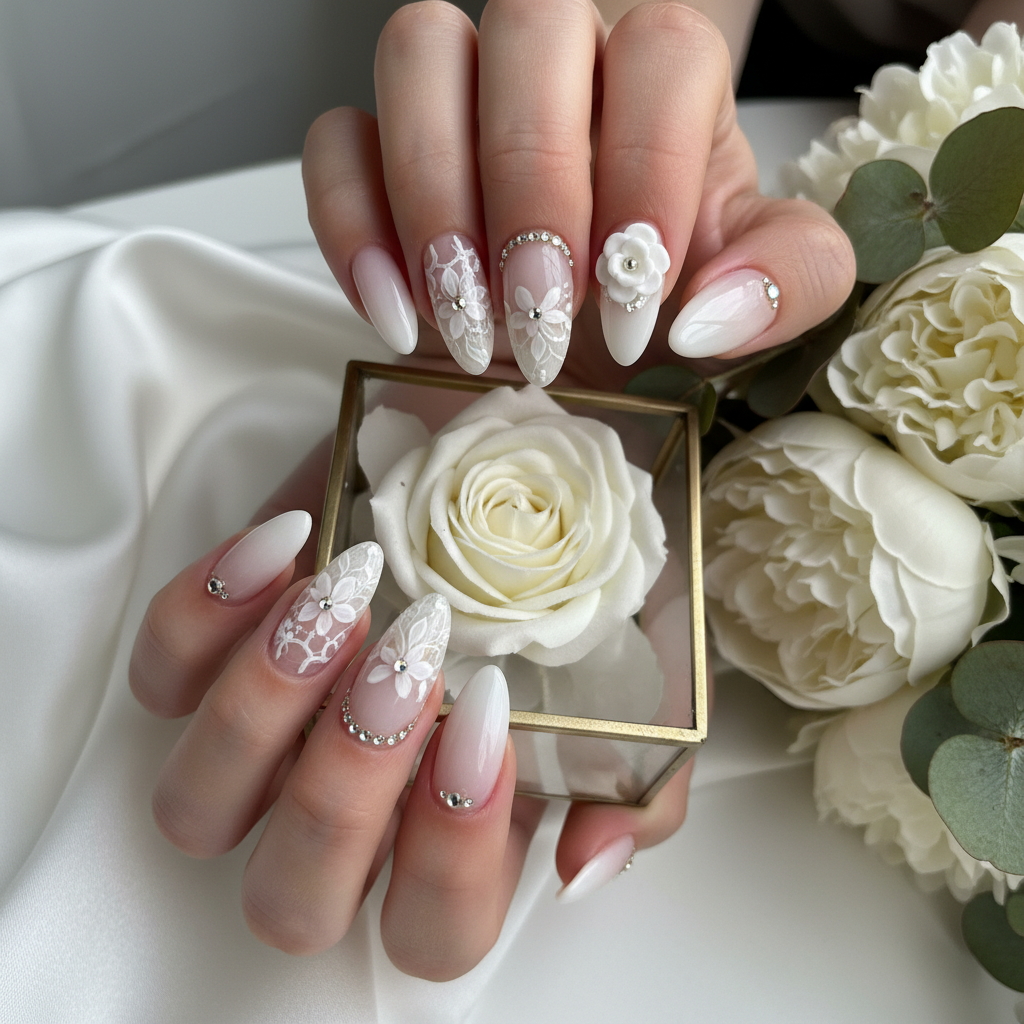 Sophisticated Photo-real Salon Bridal Nails