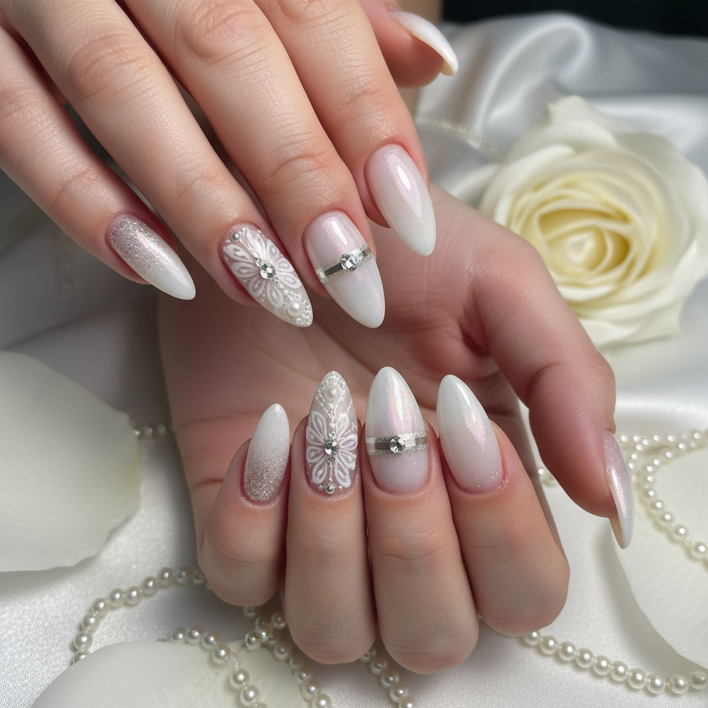 Gorgeous Photo-real Salon Bridal Nails
