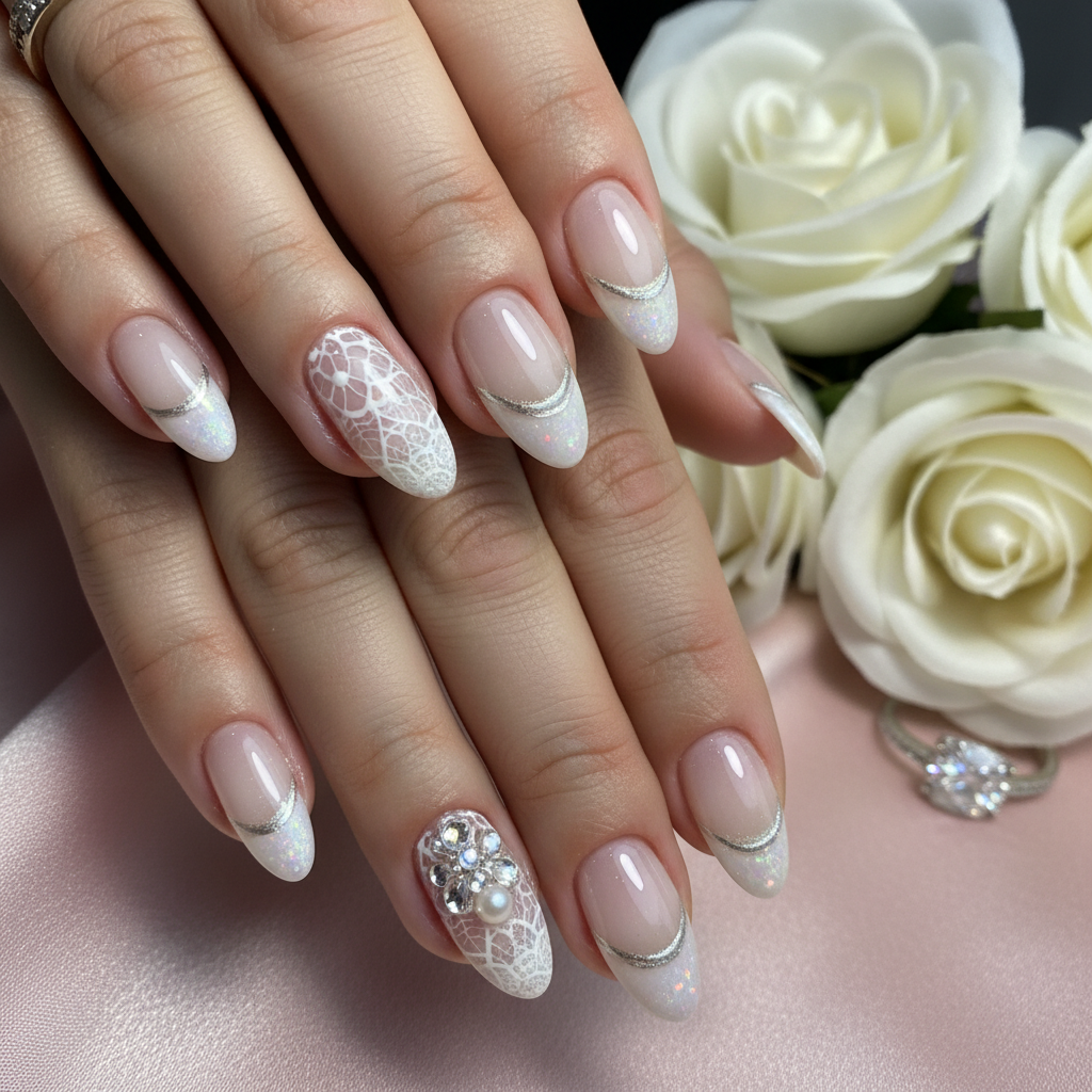 Sophisticated Photo-real Salon Bridal Nails
