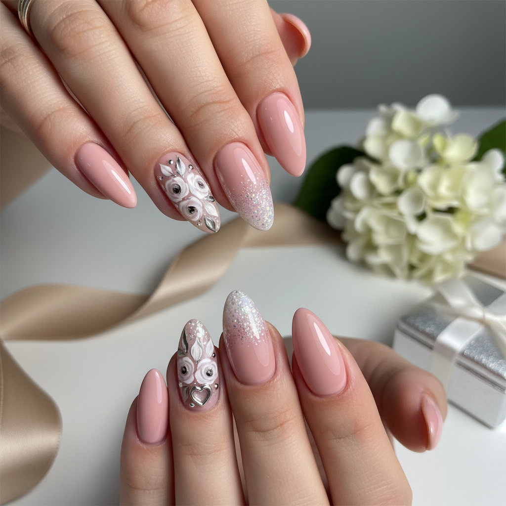 Sophisticated Photo-real Salon Bridesmaid Nails