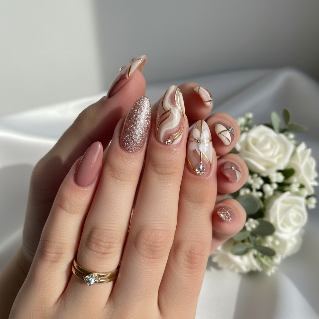 Beautiful Photo-real Salon Bridesmaid Nails