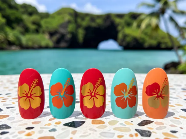 Nail art inspired by Aiea, Hawaii
